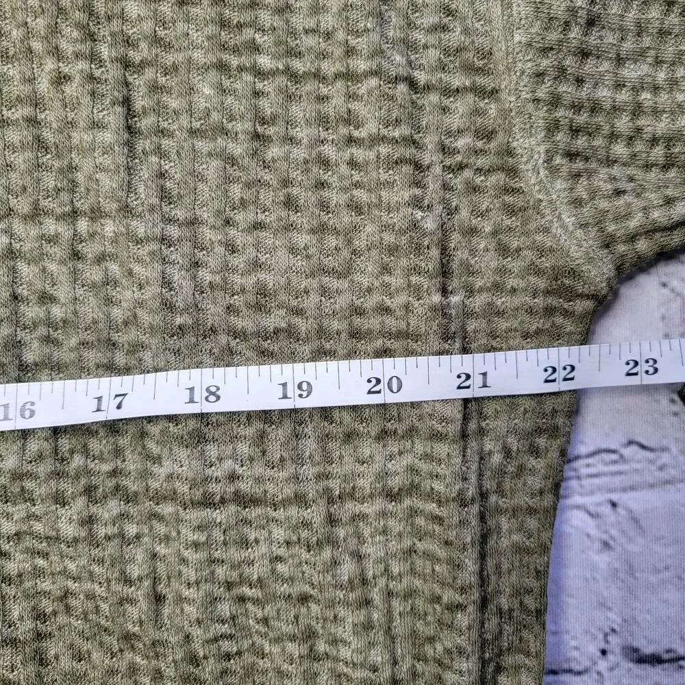 We The Free People South Side Thermal Knit Oversized Off Shoulder Top Green Sz S
